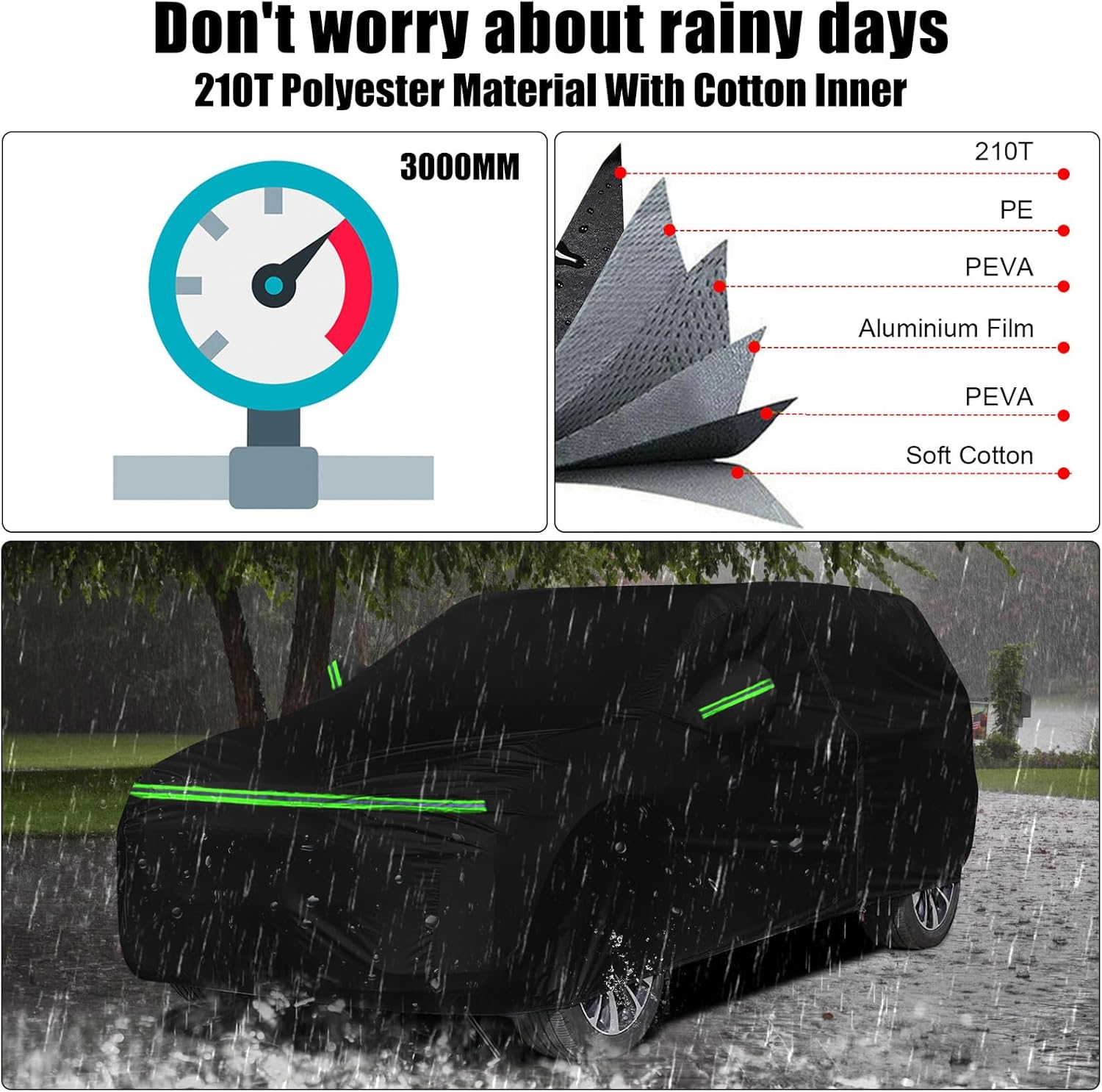 Waterproof Car Cover Replace for 2021-2024 Hyundai ioniq 5 SE/SE Standard Range/SEL/Limited, 210T Plus Cotton Inner with Zipper&Charging Hole for Car Dust Snow Rain Hail Protection