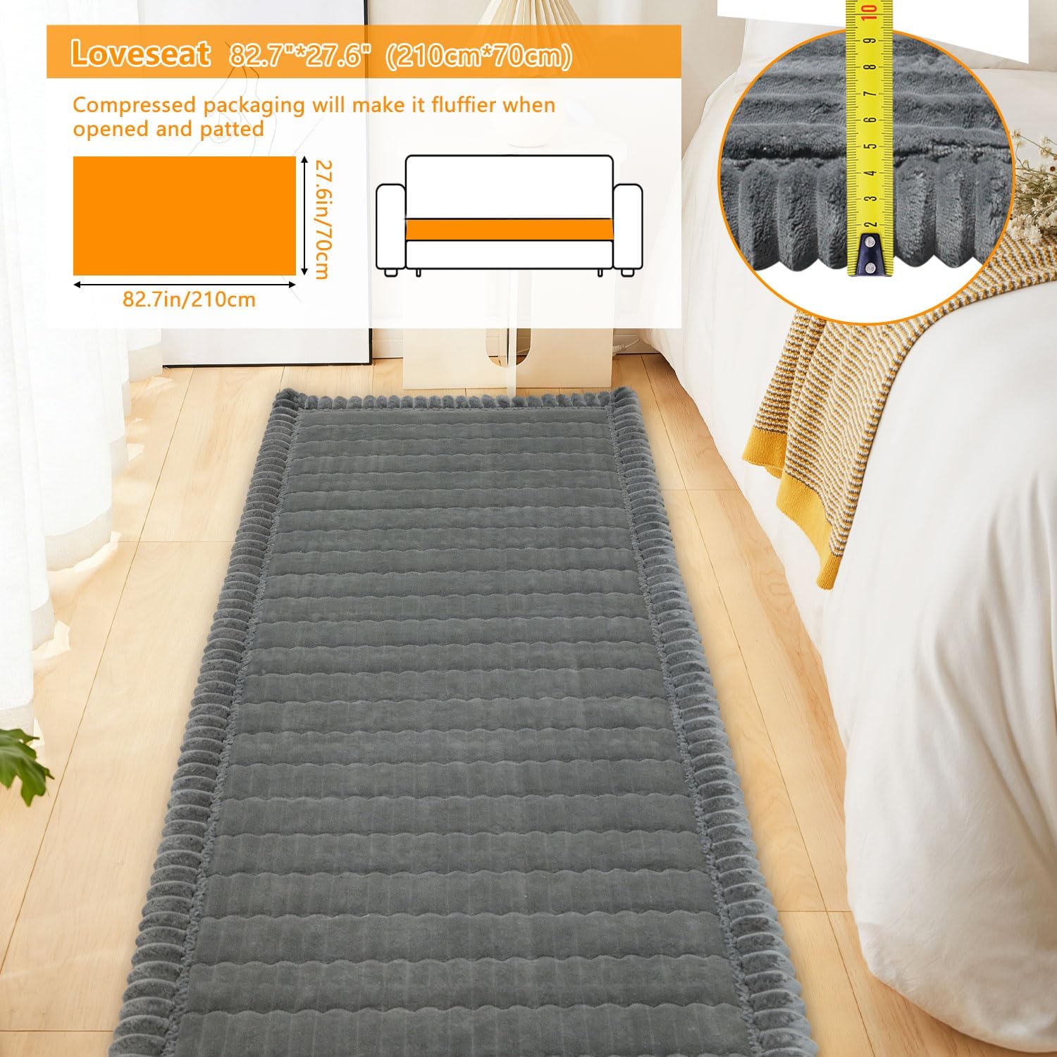 Pet Couch Cover for Dogs Washable, Non-Slip Fuzzy Couch Covers for 3 Cushion Sofa Pet Friendly, Thick Soft Sofa Slipcovers Cushion Protector (27.6" x 82.7")