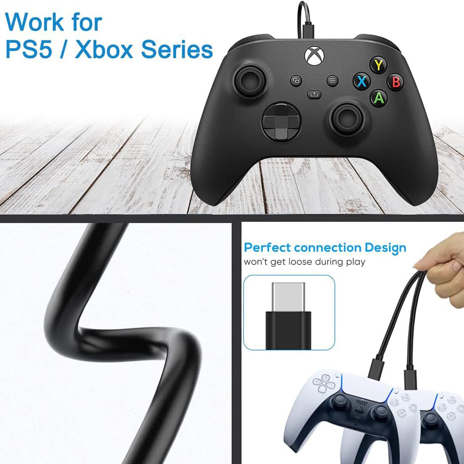 Cavo di ricarica USB C di ricambio per controller wireless Xbox Series S/X e Xbox Elite serie 2