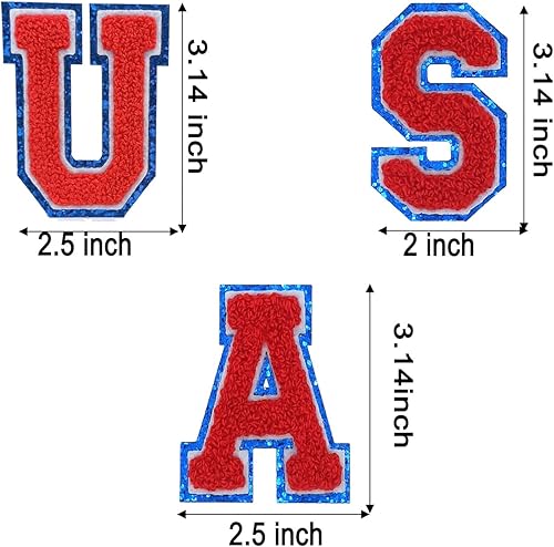 Miniatura 2 de 6 parches de felpilla de Patriot Varsity de Estados Unidos, despegar para pegar y planchar en aplicaciones de 3.1 pulgadas, insignia, bolsas con