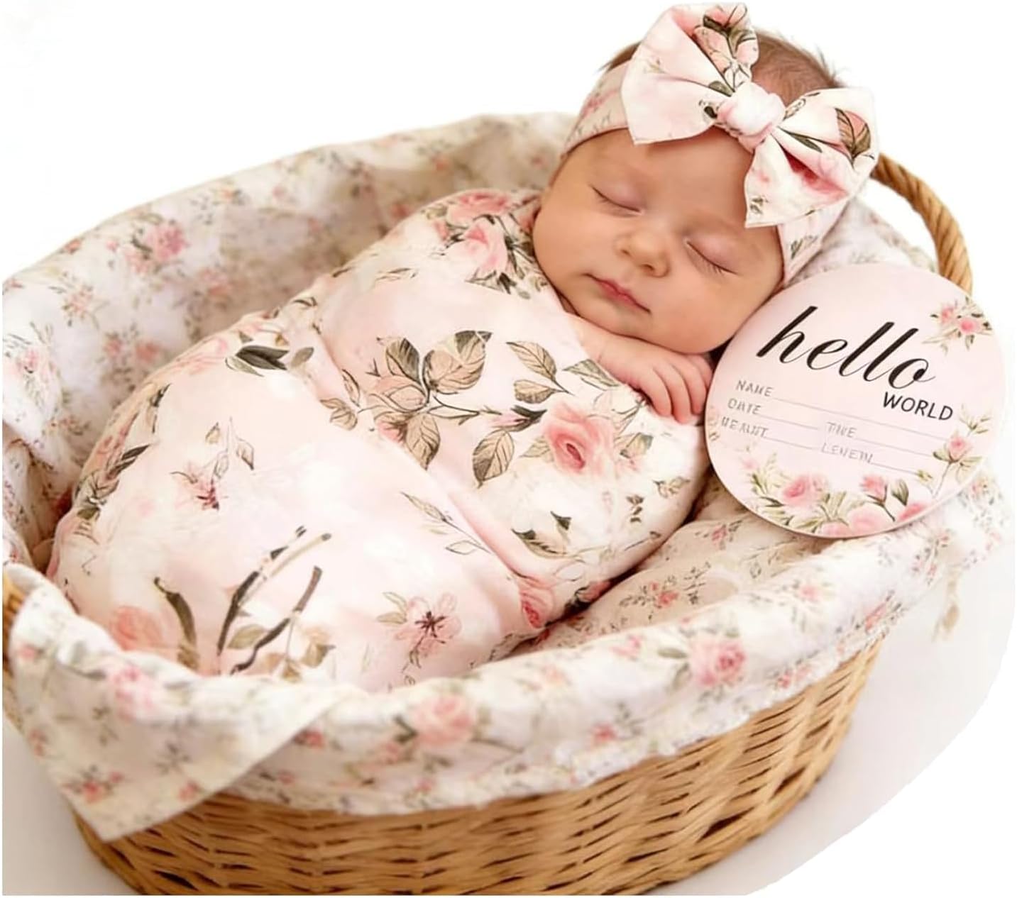 Galabloomer Newborn Receiving Blanket Headband Set Baby Flower Swaddle