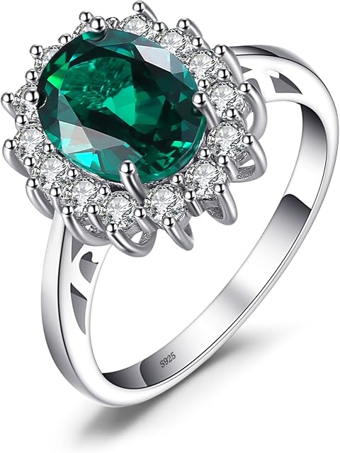 JewelryPalace Kate Middleton Anello Halo Donna Argento 925 Con Pietre Preziose Colorate, Princess Diana William Anelli Dorati in Oro Con Pietra Ovale, Fedina Zirconi Oro Rosa Set Gioielli