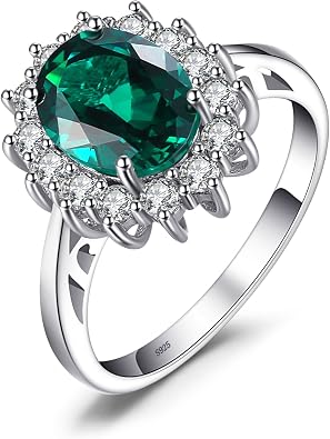 JewelryPalace الأميرة ديانا كيت ميدلتون فئة الأحجار الكريمة حجر الياقوت هالو حلقات المشاركة للنساء ، الذكرى السنوية 14K الأبيض الأصفر الوردي مطلية بالذهب 925 الفضة الاسترليني حلقات وعد لها