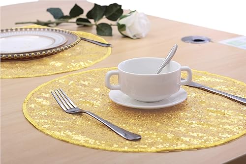 Miniatura 21 de Juego de 6 manteles individuales de lentejuelas, resistentes al calor, manteles individuales resistentes a las manchas, elegantes manteles