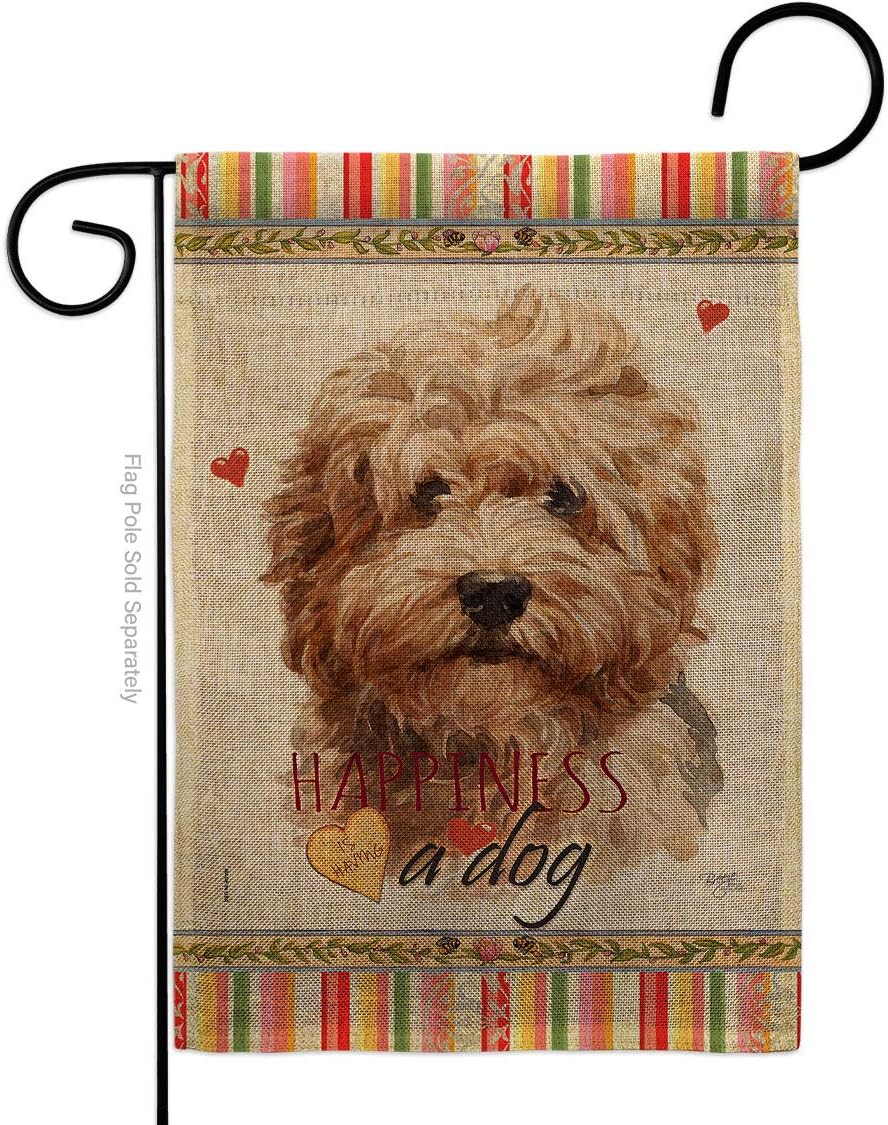 Shaggy Havanese Happiness Burlap Burlap Garden Flag Animals Dog Puppy Spoiled Paw Canine Fur Pet Nature Farm Animal Creature Small Decorative Gift Yard House Banner Double-Sided Made In USA 13 X 18.5