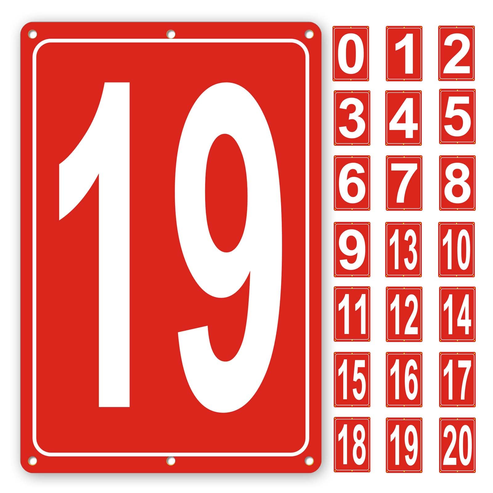 Numbered Sign 19, Aluminum Number Signs for Tennis Court, 12x8 inches Signage for Parking Lots and Public Spaces, Weatherproof and Easy to Install