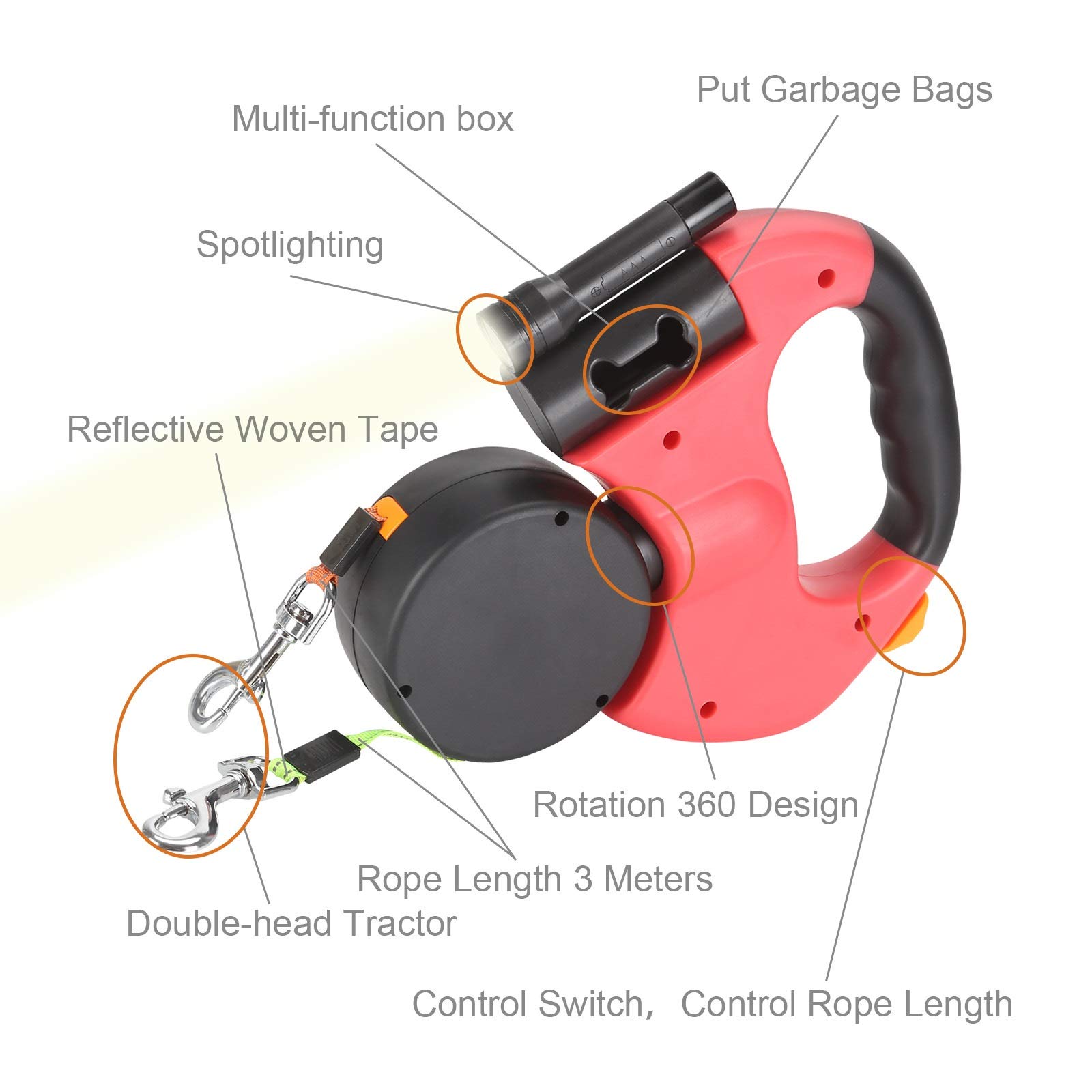 Retractable Dual Double Pet Leine Rope Zero Tangle Walk for Two Dog Walk The Dog Adjustable Pet Leash Pet Supplies einfach und bequem ( Color : A )