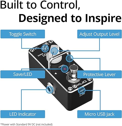 Miniatura 29 de KLIQ - Pedal de efecto de compresor pequeño para guitarra y bajo Compresor (naranja)