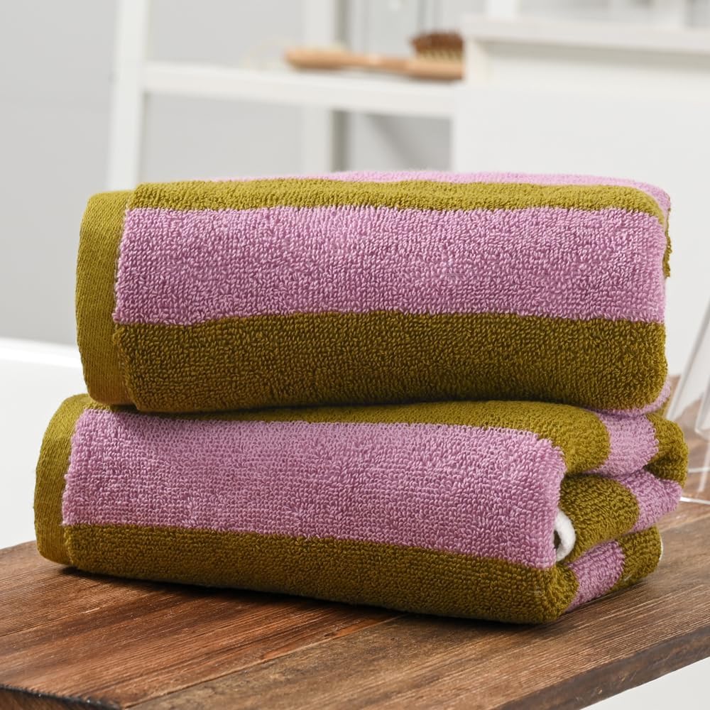 Brown & Purple Two-Tone Striped Hand Towel Lightweight Quick Dry 100% Cotton Ultra Soft Absorbent Hand Towel for Bathroom Home Decorative 13 X 29, 2 Pack - Image 8