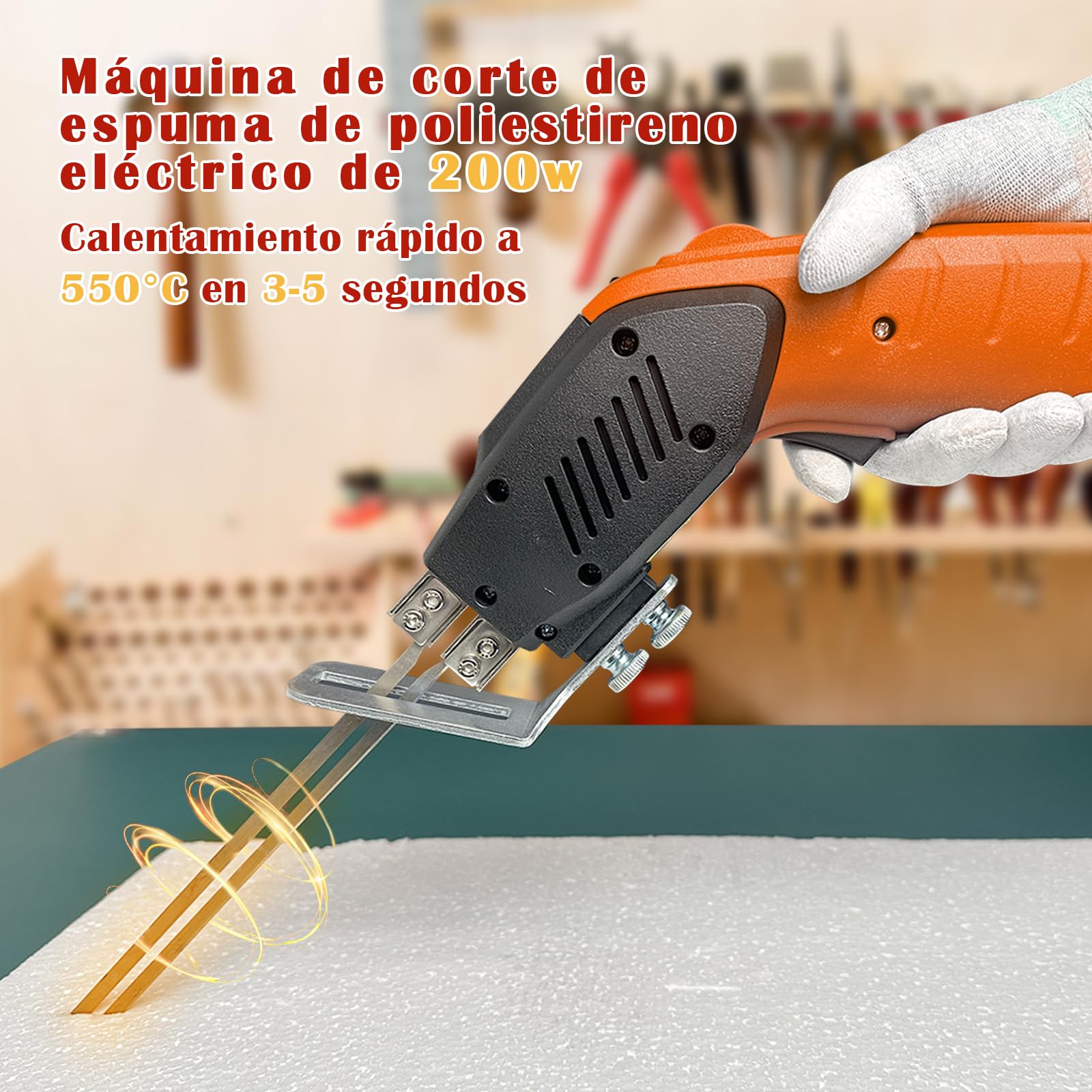 200W Cortador de Espuma con Enfriamiento por Aire, Máquina de Corte de Polietileno con 3 Cuchillas de Corte para EPS, XPS, PVE, EPE, KT