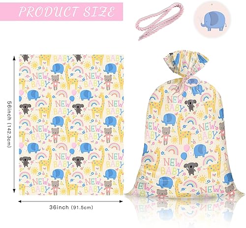 Miniatura 2 de WRAPAHOLIC Bolsa de regalo de plástico grande de 56 pulgadas para baby shower, bolsa de regalo para baby shower, cumpleaños de niños, fiestas,