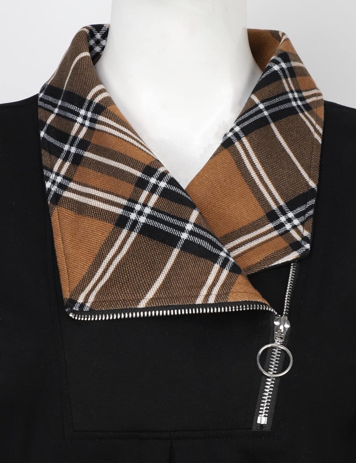 VALOLIA Women's Casual Swing Sweatshirt Long Sleeve Zipper Lapel Fashion Pullover Tunic - Image 3