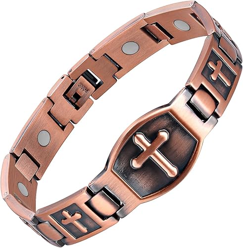 Miniatura 13 de Jecanori 3 pulseras magnéticas de cobre para hombres, pulsera magnética ultra fuerte y anillo de cobre conjunto de regalo de joyería con herramienta
