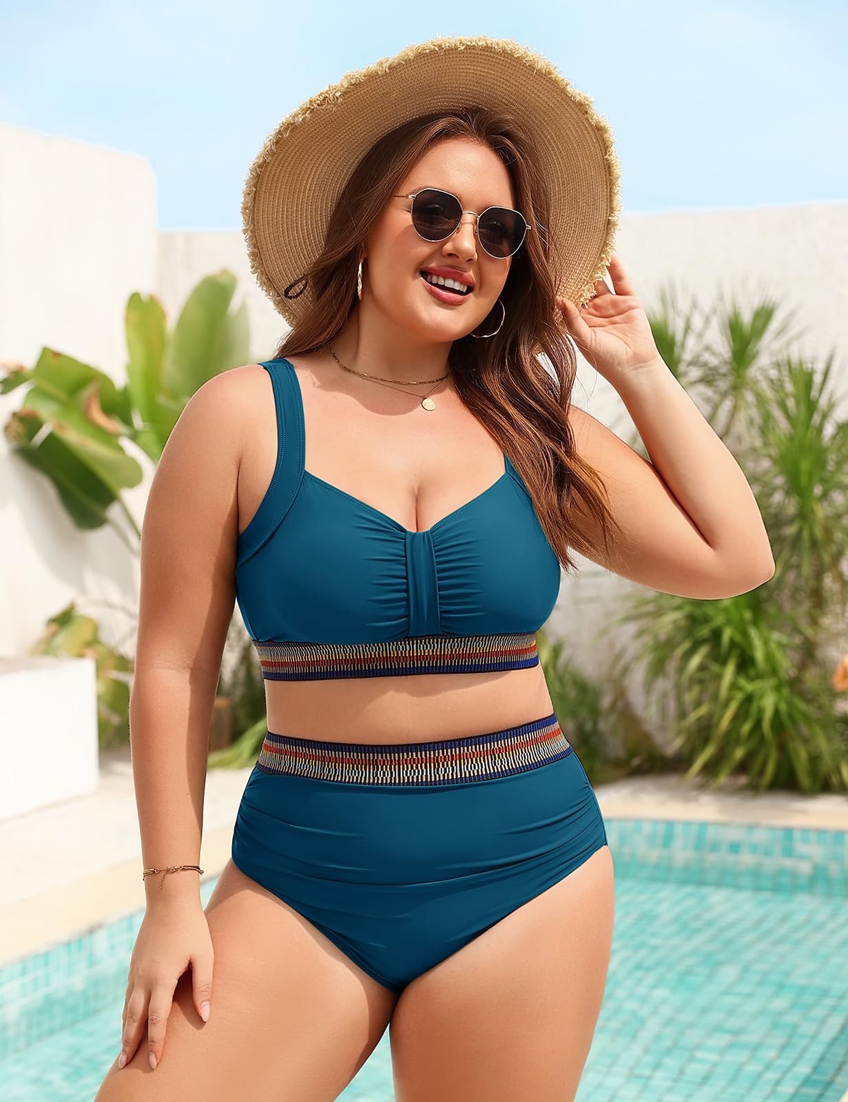 UMIPUBO Maillot De Bain Femme 2 Pieces Grande Taille Gainant Ventre Plat Push Up Cache Ventre Culotte Taille Haute Boheme Bikini Maillots Deux Pièces