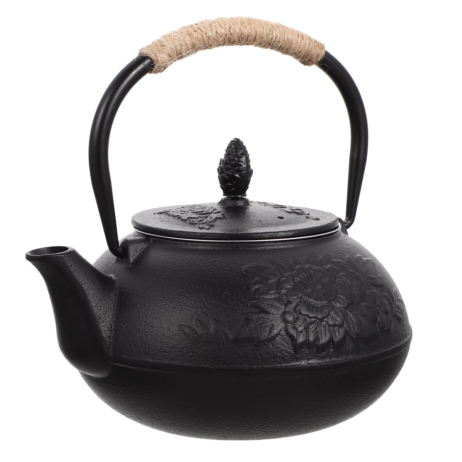 Tetera de Hierro Fundido de 900ml Tapa y Diseño Elegante para Hervir Agua y Preparar Té en Estufa de Forma