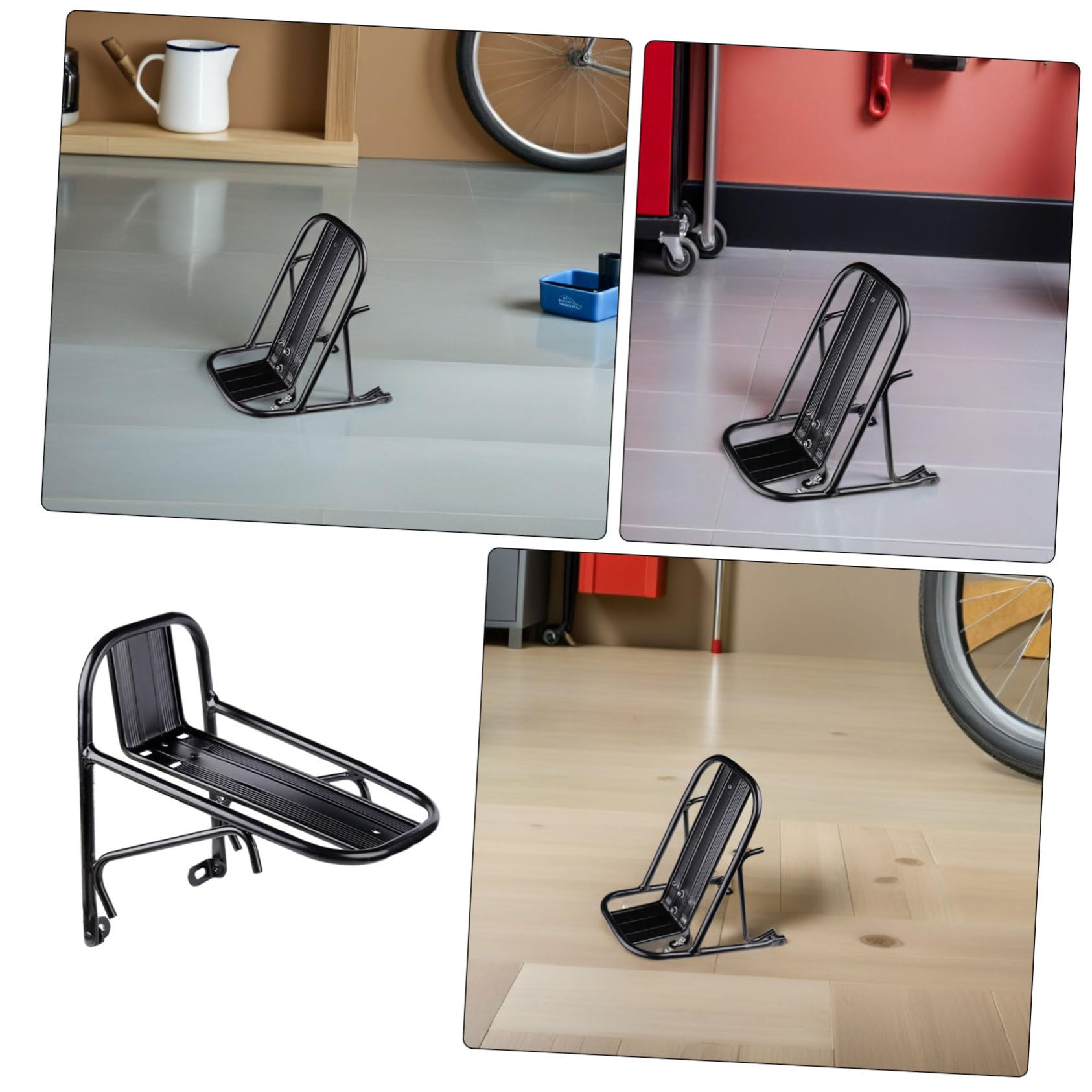 BESTonZON 2 Pezzi Portabiciclette per Carichi Pesanti Portabiciclette Anteriore Porta Mercantile per Biciclette Porta Cargo in Bicicletta Portapacchi Anteriore Black