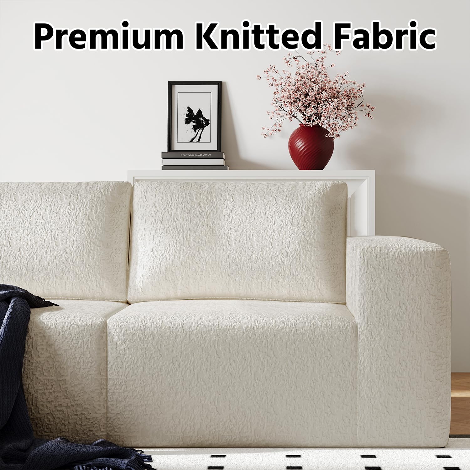 Sofá modular Cloud de 108 pulgadas con diván en forma de L, moderno sofá modular con asiento profundo, sofás de tela de punto ultra suave para sala de estar, no requiere montaje, diván orientado a la 5