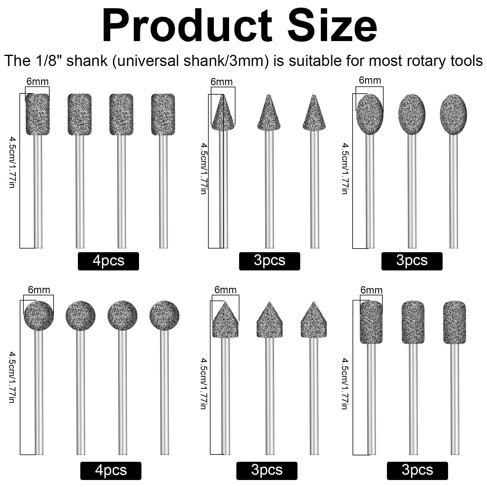 Nadisean 26 Pièces Fraises Diamantées 6mm, 80/150 Grains