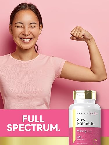 Miniatura 7 de Carlyle Saw Palmetto para mujeres de 900 mg | 120 cápsulas | Suplemento de extracto de espectro completo | Suplemento sin OMG, sin gluten | para ella