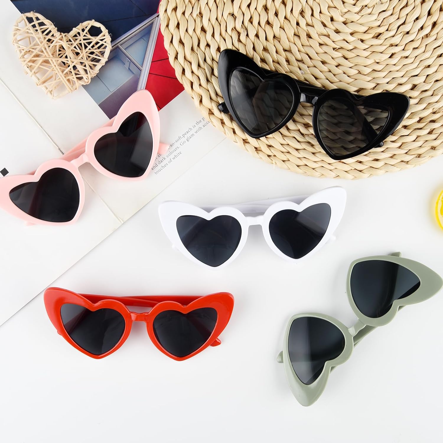 6/12/24/48 Pack Heart Sunglasses Vintage Heart Shaped Glasses Bulk Bachelorette Sunglasses for Women Wedding Party - Image 5