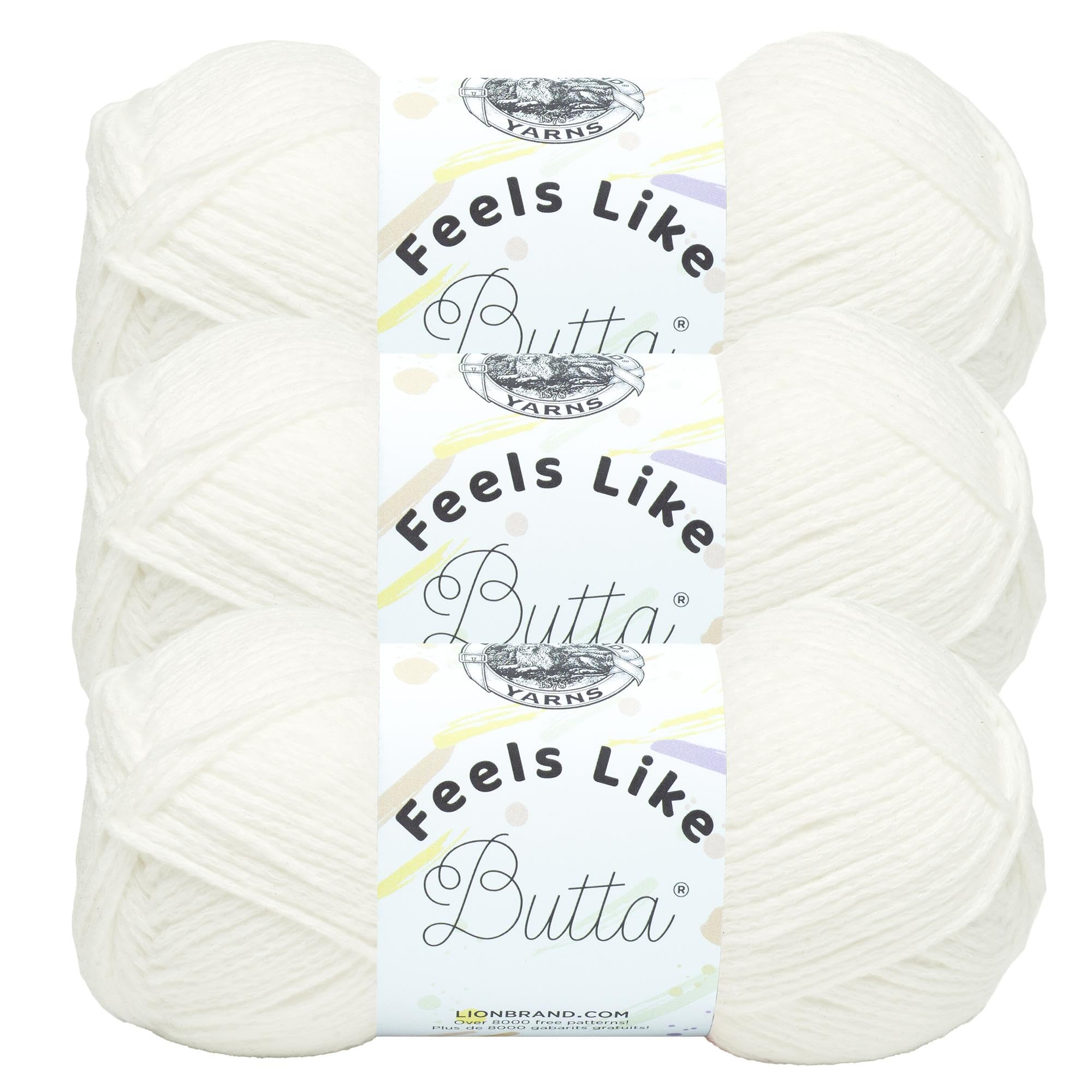 Lion Brand Yarn (3 Pack) Feels Like Butta Yarn, White