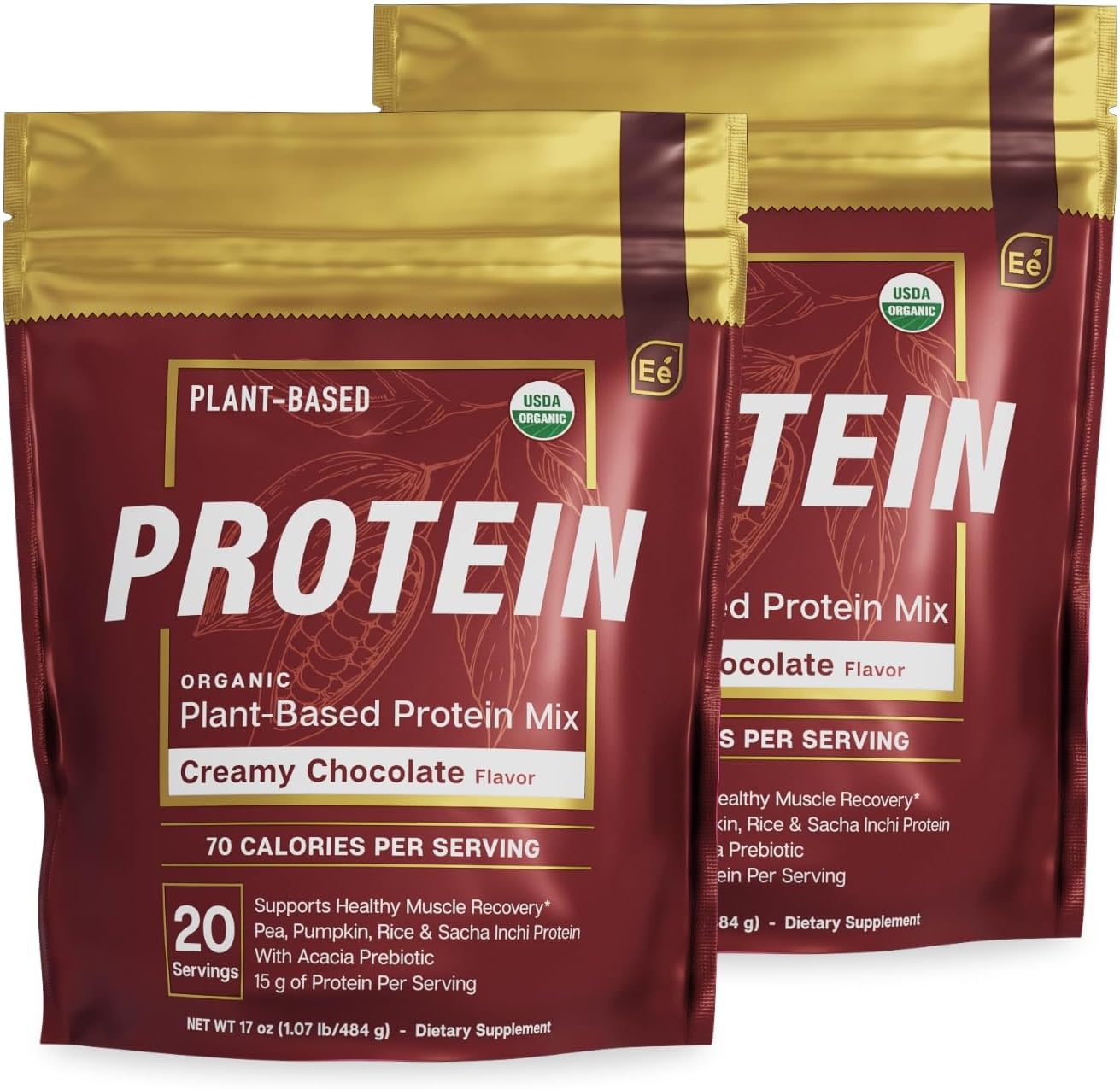 - Essential Elements Plant-Based Organic Protein Powder - Creamy Chocolate Flavor - Vegan, Sugar-Fee & Keto-Friendly - Yellow Pea & Sacha Inchi Protein Blend - 40 Servings