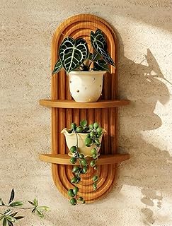 Bamworld Boho Wall Decor Brown Plant Wall Shelf Mid Century Modern Decor...