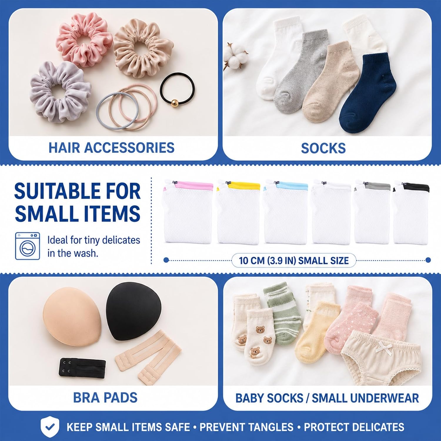 6 Pcs Small Mesh Laundry Bag, Laundry Bags Zipper Wash Bags, Foldable Washing Machine Soap Pouch, Mini Laundries Pouch for Underwear Panties Small Accessories