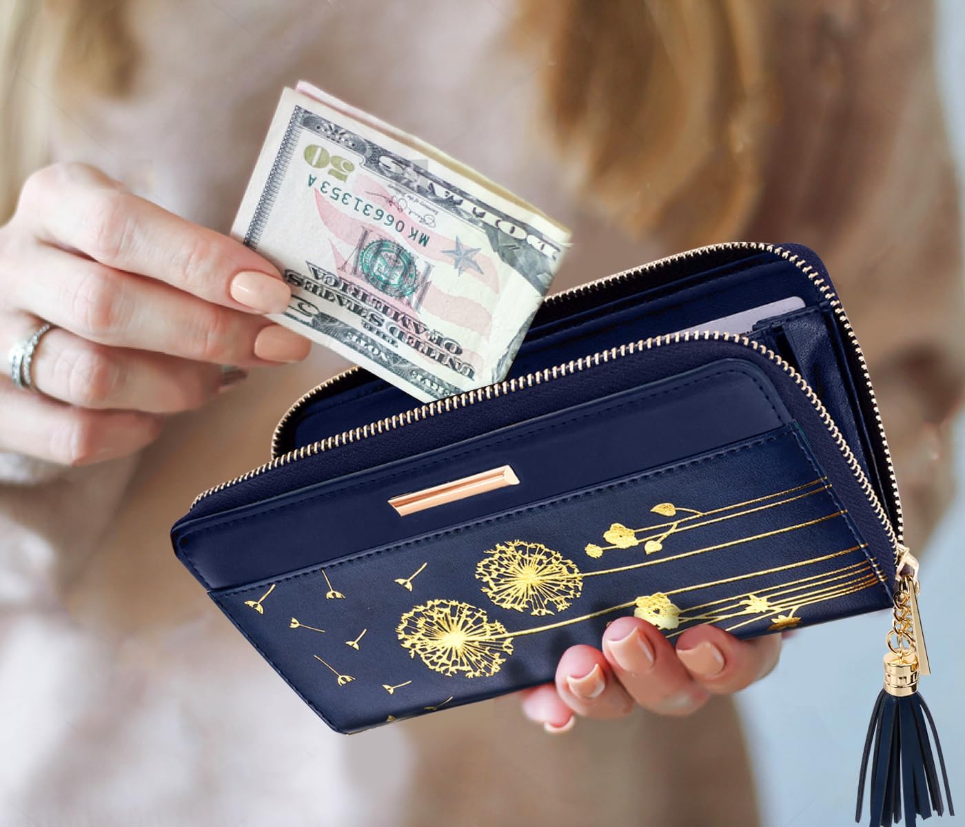 Coco Rossi Wallet for Women RFID Blocking Zipper Around Credit Card Holder
