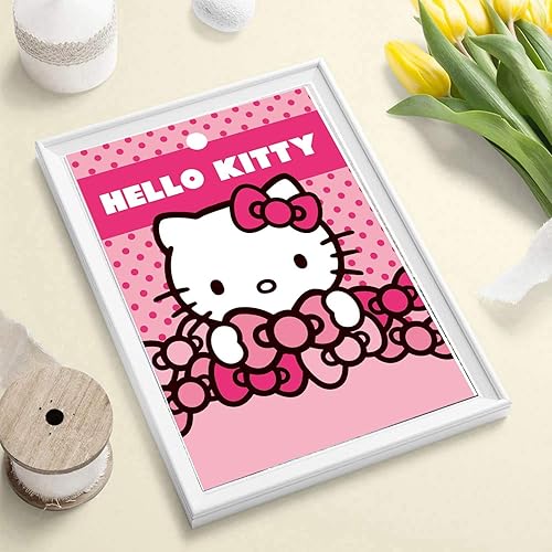 Miniatura 8 de Kits de pintura de diamantes 5D para adultos, bricolaje Hello Kitty taladro redondo completo (11.8 x 15.7 pulgadas), diamantes de imitación de