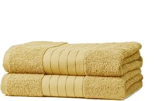 Brentfords 2 Toallas de baño 100% algodón, 500 g/m², Color Amarillo Ocre