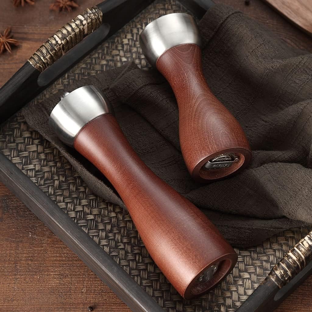 Salt and pepper grinder set, Wooden Salt and Pepper Grinder, Adjustable Manual, Mill with Carbon Steel Core or(Large)