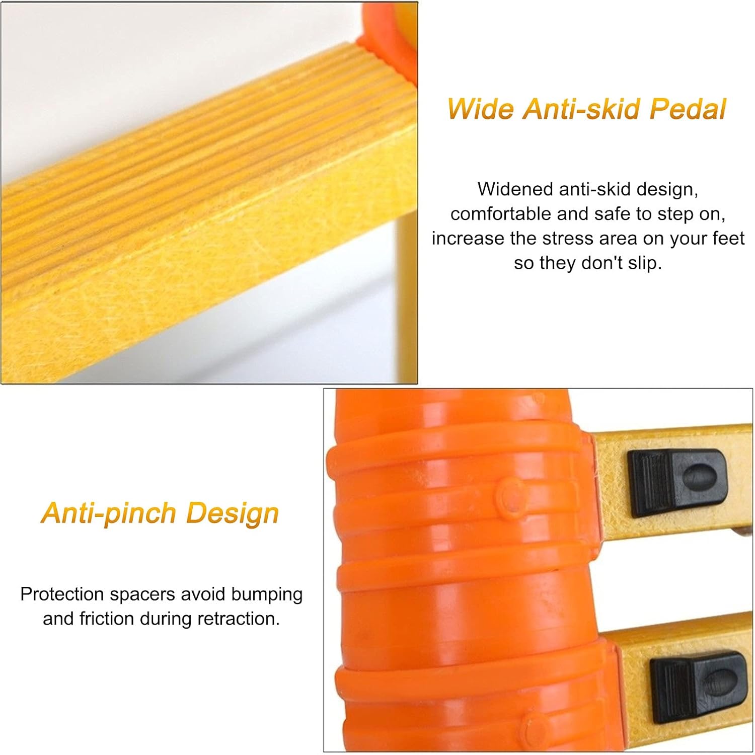 Fiberglass Telescoping Ladder Non Conductive, Anti-Pinch Heavy Duty Folding Telescopic Extension Ladders for Outdoor Building & Rooftops (Size : 2M/6.5ft) Star of Light