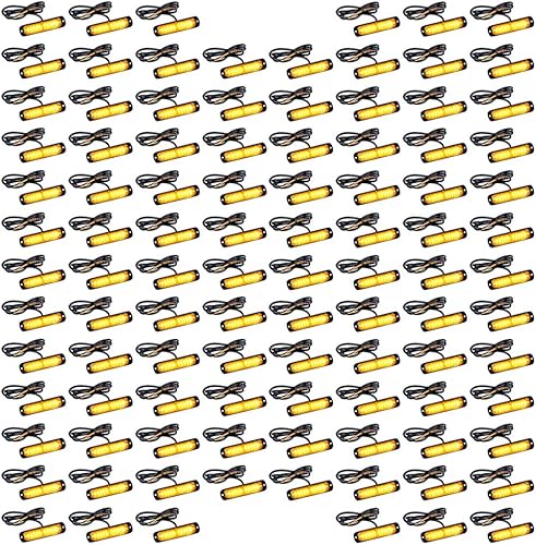 AMOPA CORP 100X ámbar 10 luces LED de emergencia de 10 luces LED de advertencia de peligro intermitente, luz estroboscópica para automóvil, camión,