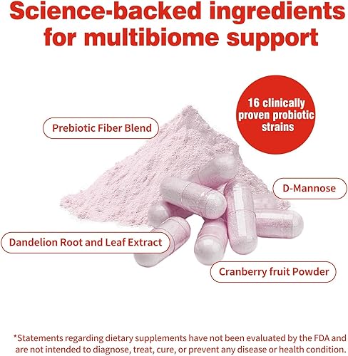 Miniatura 5 de 50 mil millones de UFC probióticos para mujeres, suplemento probiótico para la salud digestiva con prebióticos y mezcla de probióticos