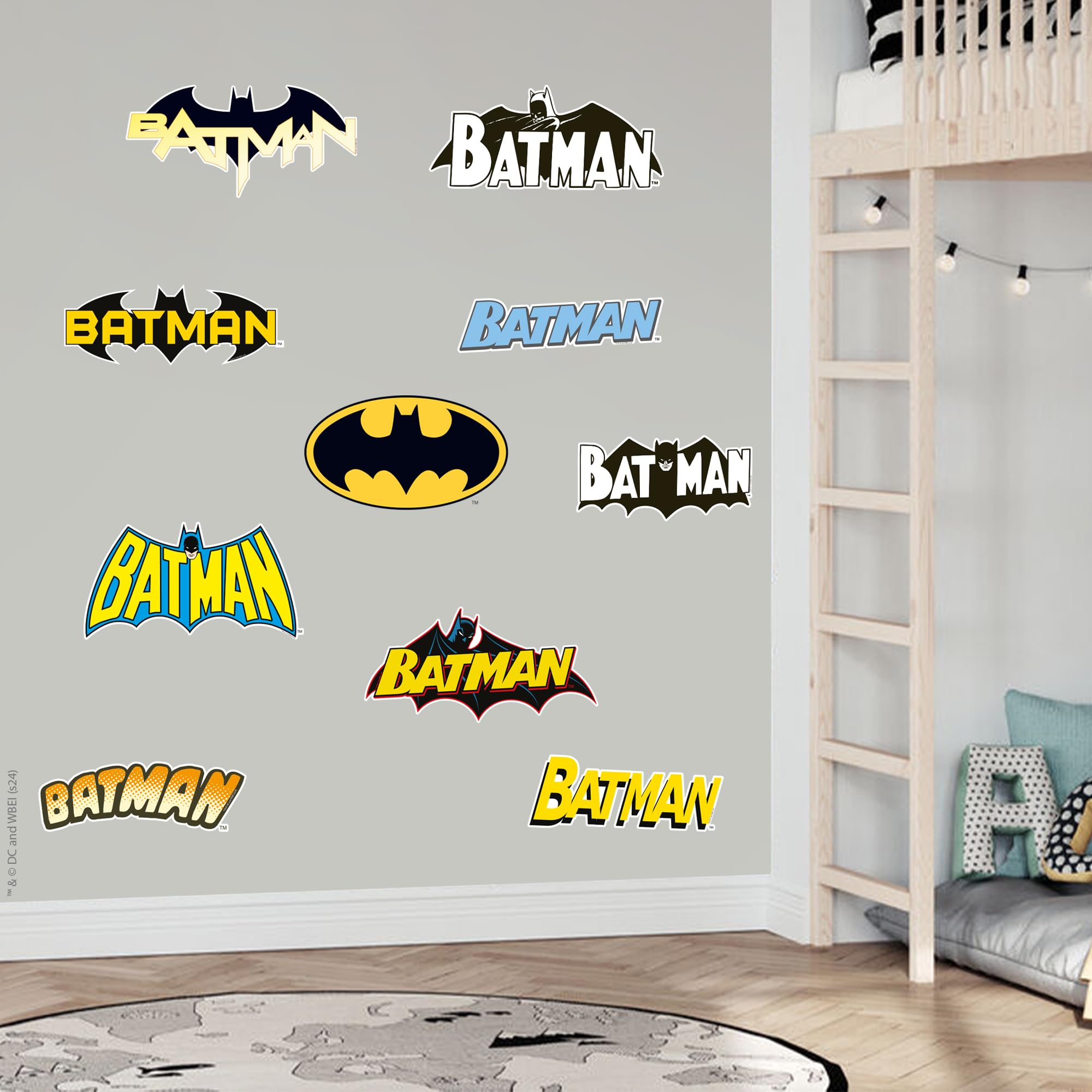 Batman™ Wall Sticker - Logos Set Wall Decal DC Superhero Art (90cm Width x 45cm Height)