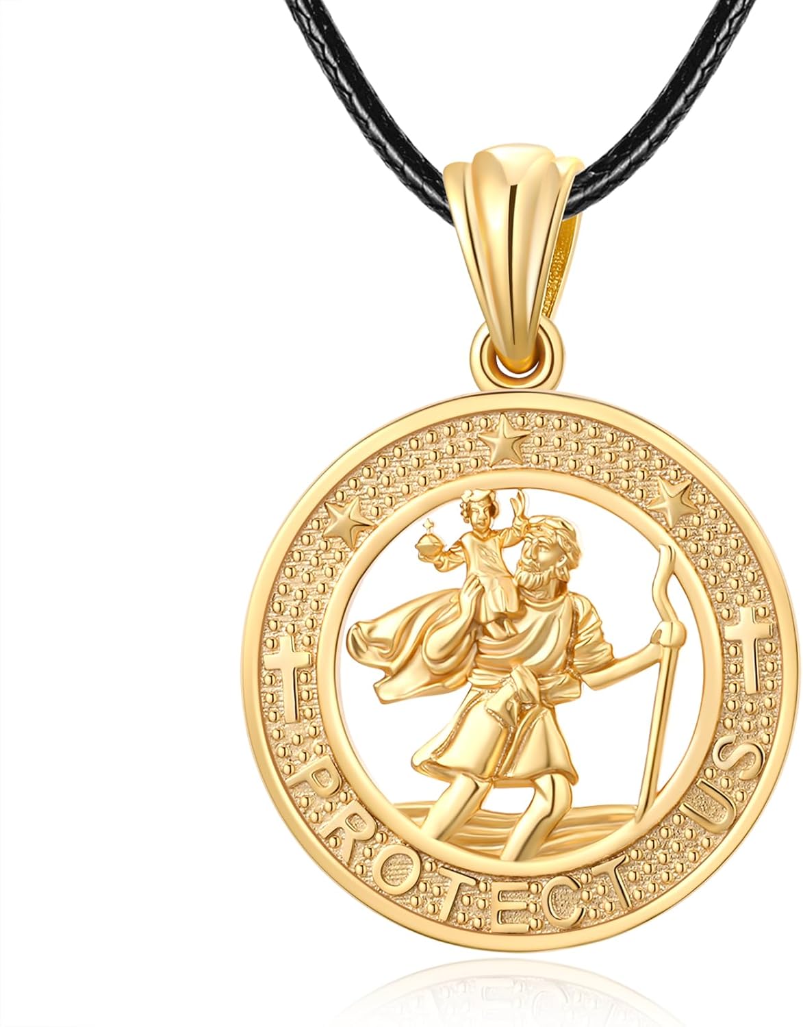 Palpitate Patron Saint Necklace Sterling Silver Religious Medal Pendant Amulet for Protection Inspirational Jewelry Gift for Women Men