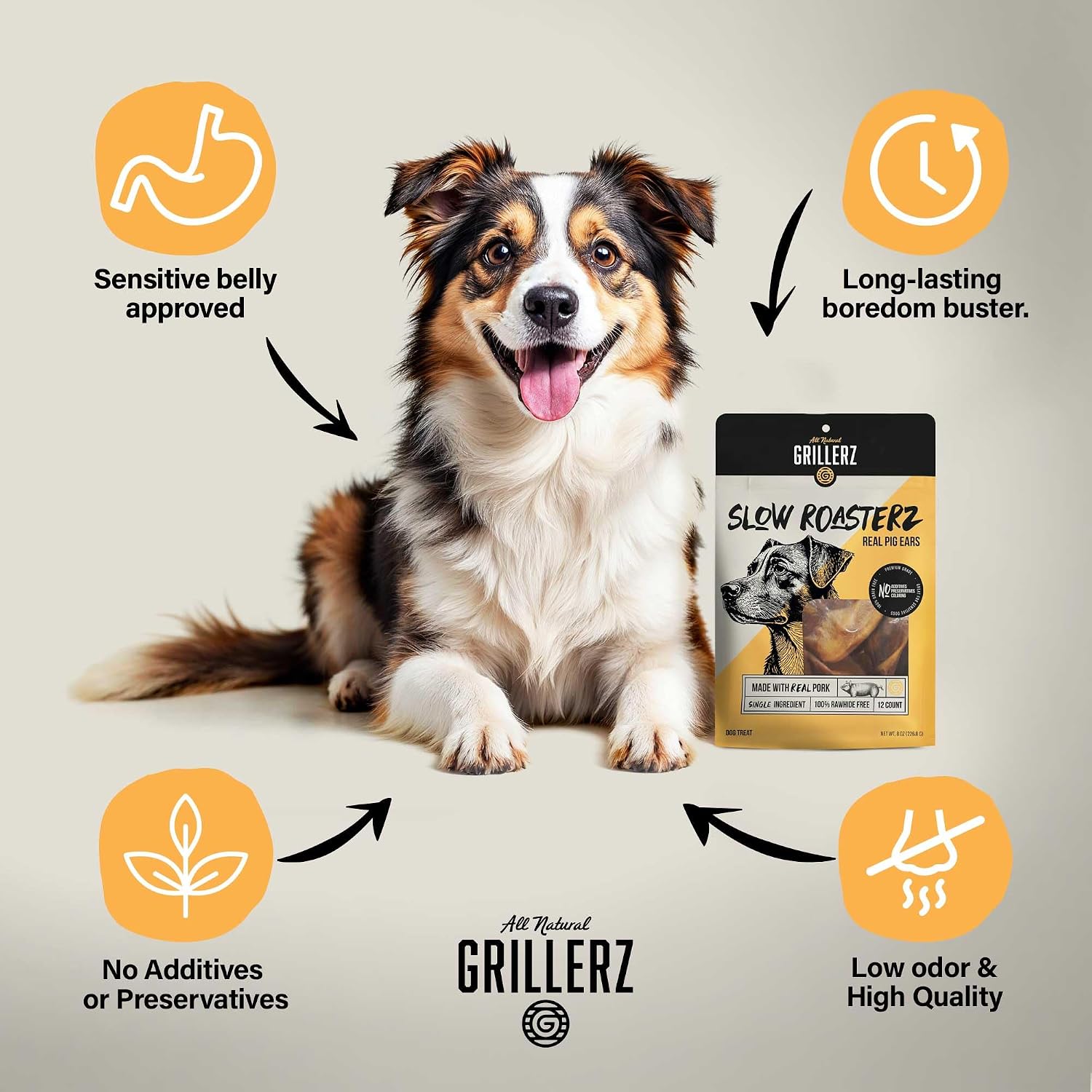 Grillerz Real Pig Ears, Rawhide-Free, 12 Count (Pack of 2) image 2