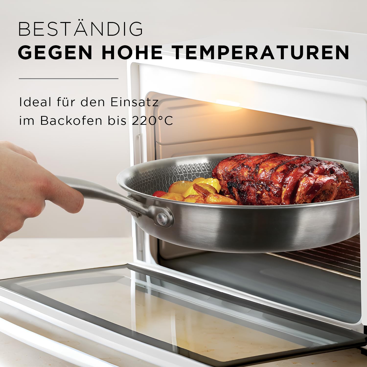 KASANOVA Tri-ply Kochgeschirr-Set 7-teilig, dreilagiger Edelstahl, für Induktion und alle Herdarten geeignet, ofenfest bis 220 °C