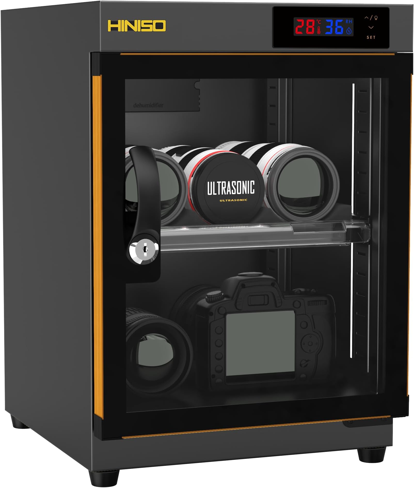 HINISO AD-30C Digital Display Dry Cabinet For Cameras - 34 Litres | Comes Up With BUILT-IN HYGROMETER For Humidity Control | Safe & Durable Lens Storage Box | Easy To Use & Multipurpose