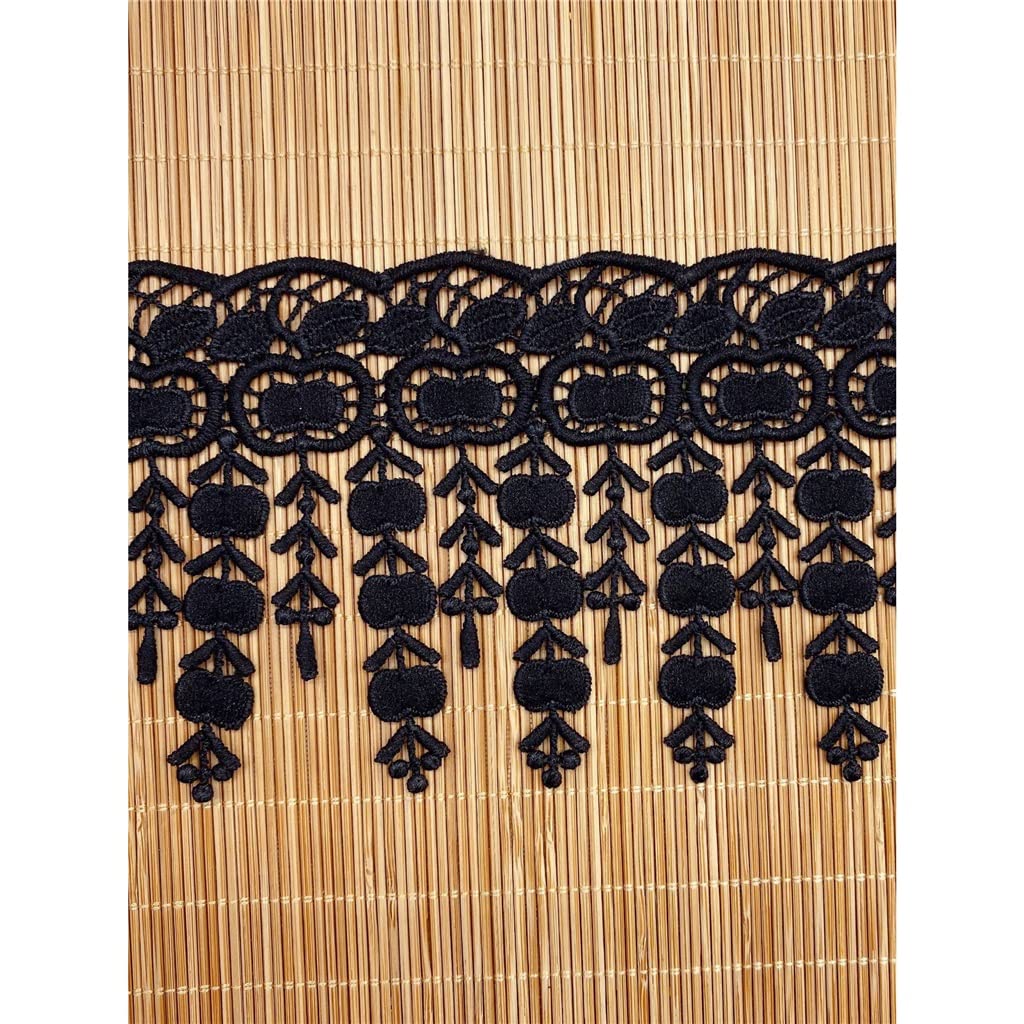 Générique DIY Polyester Couture Vêtement Rideau Ameublement Jupe Accessoires Broderie Lait Soie Glands Dentelle (Couleur : Noir, Taille : 8.8cm) (Blanc 8.8cm)