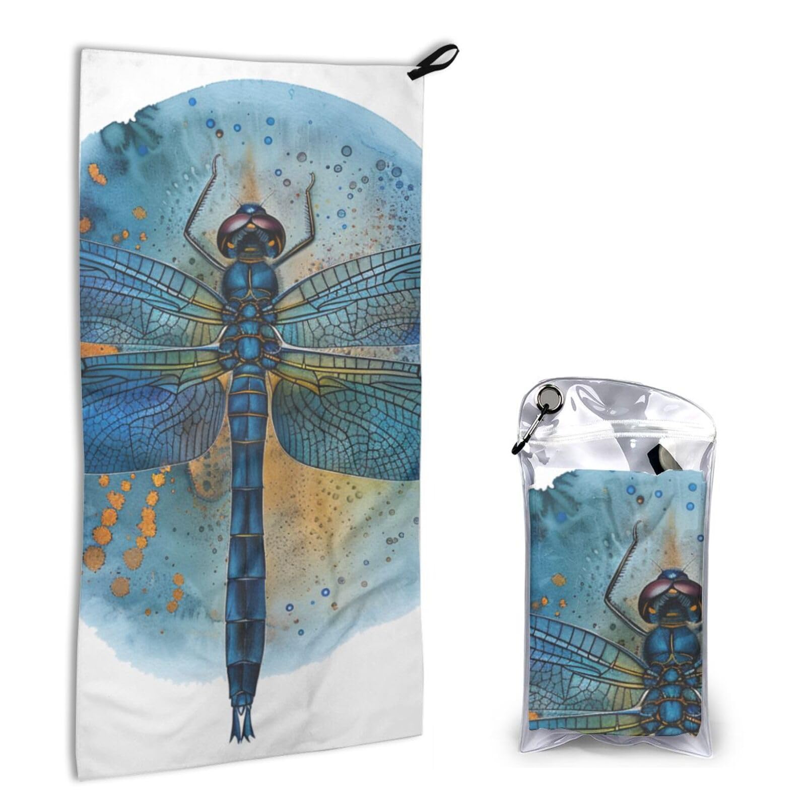 BWWHCCTI Quick Dry Hand Towel With Bag - Dragonfly Print Printed Super Absorbent Face Cloth Microfiber Travel Sports Towels 40x80cm