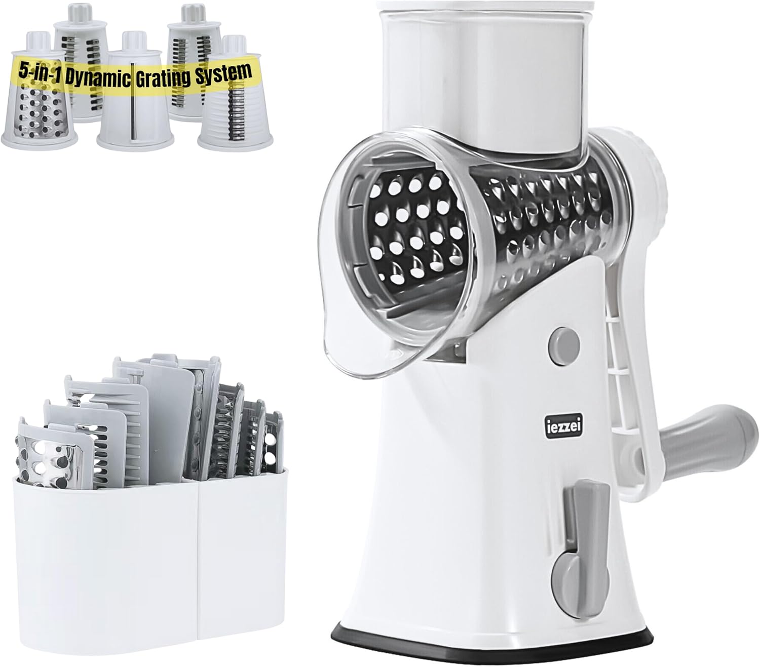 iezzei Rotary Cheese Grater Hand Crank Vegetable Shredder