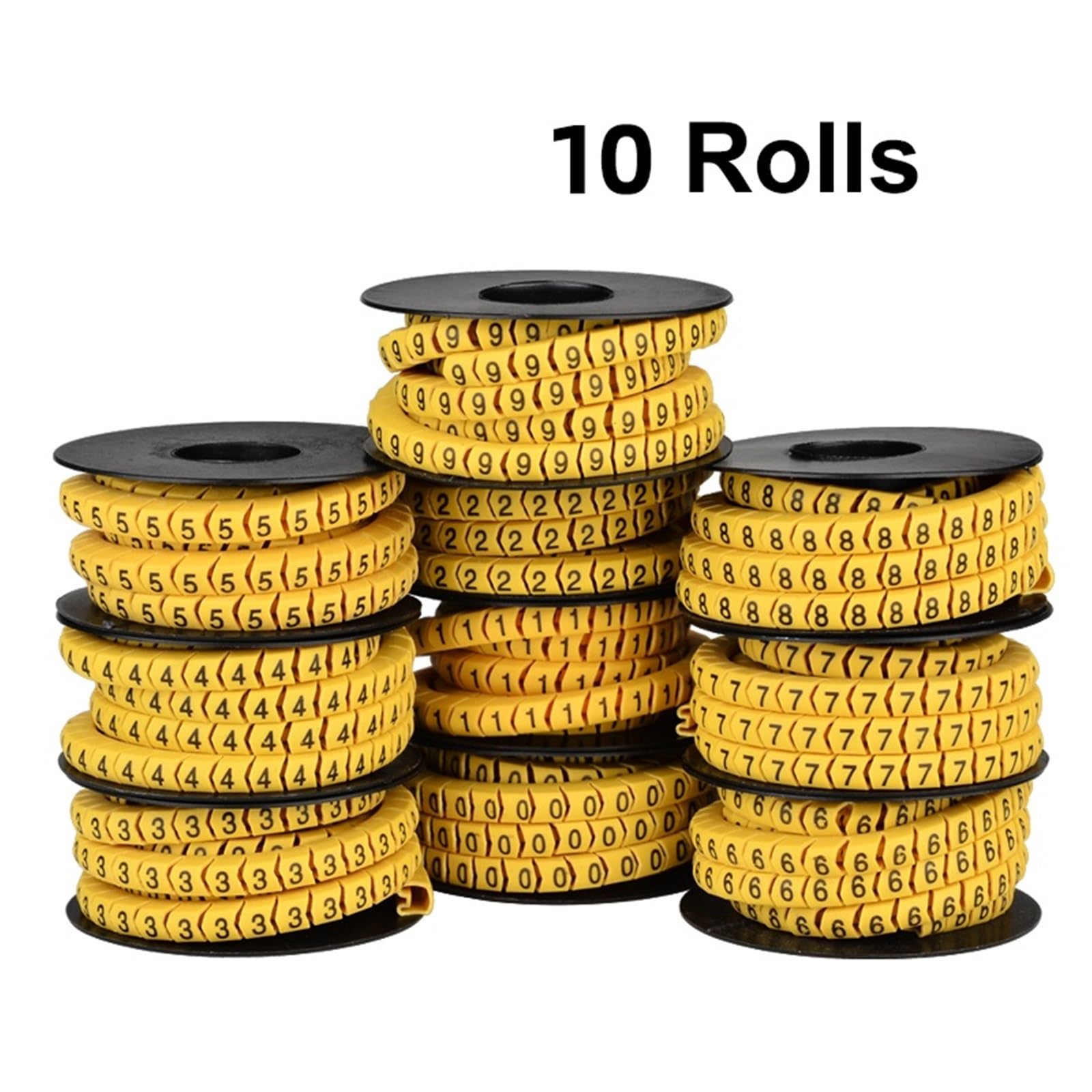 Etichette Cavi 10 Rotoli Etichette for Cavi Numero Tubo EC 1/2,5/4/6 Quadrato da 0 a 9 Etichetta Filo Tubo Rete Linea Manicotto Concavo Antiscivolo Isolamento in PVC(1 Square)