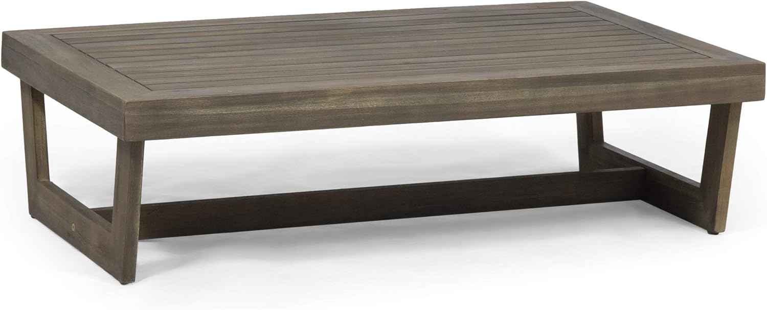 GDFStudio Outdoor Acacia Wood Coffee Table, Gray