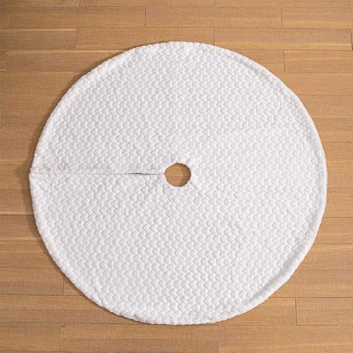 Vista 74 de Faldones blancos de felpa para árbol de Navidad, 36 pulgadas, tapete de lujo de piel sintética para base de árbol de Navidad con patrón de corazón