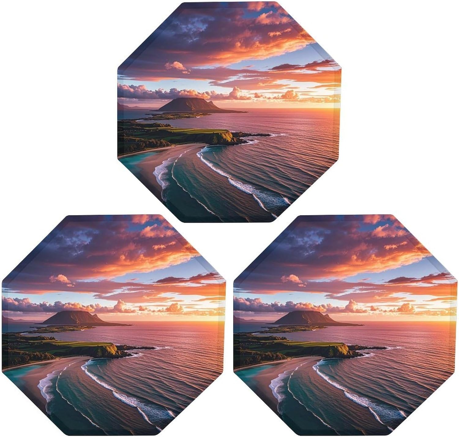 Ctagon Metal Sign for Home, Modern Display Plate for Kitchen, Hawaiian Sunset Plates Accent Hanging Wall Decorations 3PCS for Living Room, Bedroom, Hallway, Hotel