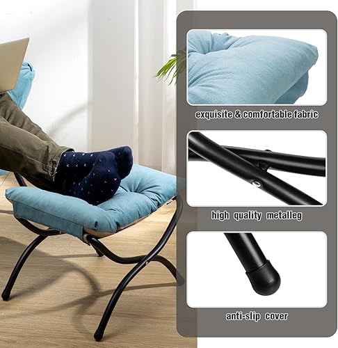 Miniatura 69 de HollyHOME Taburete reposapiés plegable de 15 pulgadas de alto, otomano plegable pequeño tapizado, taburete acolchado para sofá para silla perezosa,