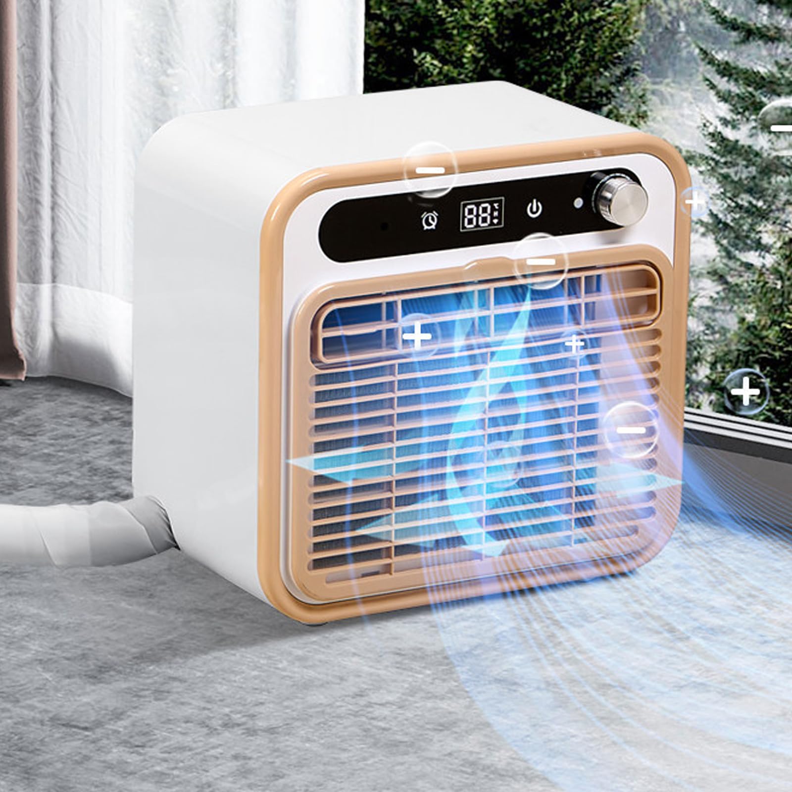 Portable Ac Unit 1500w Cooling, Remote Control, 12h Timer, Quiet Operation, 130m³/h Airflow, Lightweight, Hot Air Stop Air Exchange Guards, For Bedroom, Rv, Truck, Camping 1.5m Connecting pipe