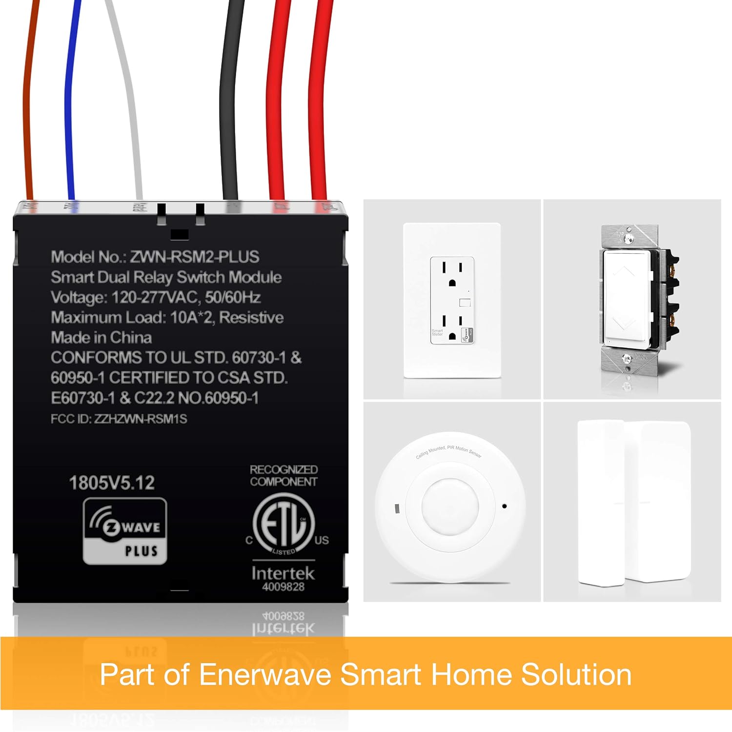 ENERWAVE Z-Wave Plus Dual Relay Module, Hidden Smart Switch, Single Pole, 120-277VAC, 10A Per Relay, Neutral Wire Required, ZWN-RSM2-PLUS, Black, 2-Pack (New Version): Tools & Home Improvement